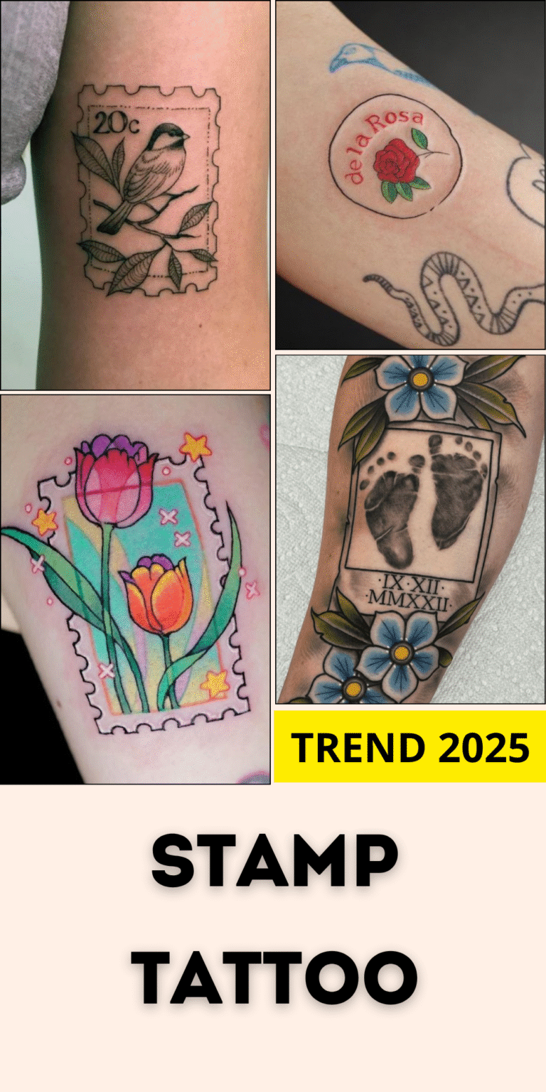 30 Unique Stamp Tattoo Ideas 2025 with Travel, Floral, Vintage, Fine Line, and Matching Postage Designs